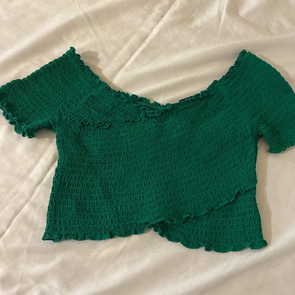 Smocked Emerald Green crop top